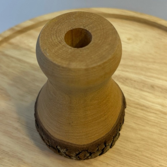 Handmade Live Edge Wood Bud Vase Turned Signed Natural Organic Rustic 5” Tall - Picture 2 of 5